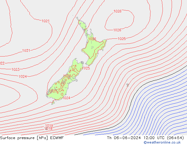 Surface pressure ECMWF Th 06.06.2024 12 UTC