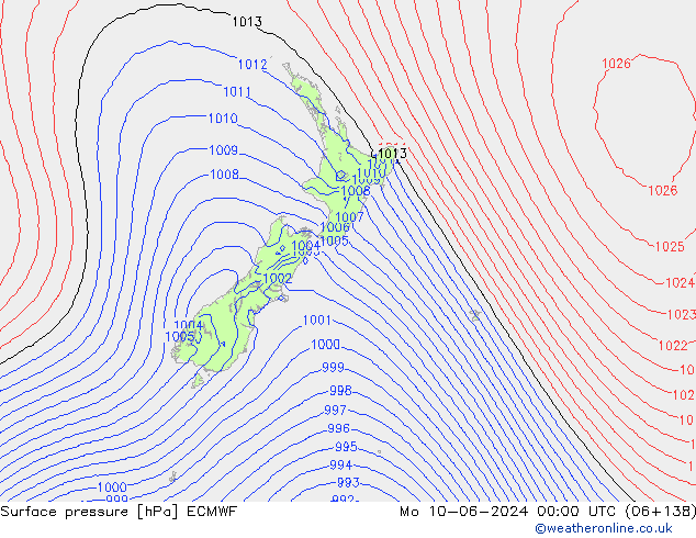 ciśnienie ECMWF pon. 10.06.2024 00 UTC