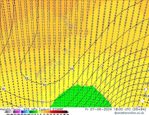 Height/Temp. 925 hPa ECMWF pt. 07.06.2024 18 UTC