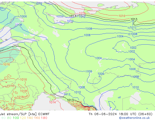 джет/приземное давление ECMWF чт 06.06.2024 18 UTC