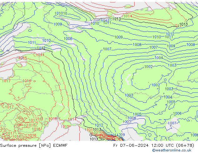 ciśnienie ECMWF pt. 07.06.2024 12 UTC