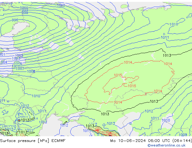 ciśnienie ECMWF pon. 10.06.2024 06 UTC