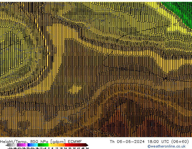 Height/Temp. 850 hPa ECMWF Th 06.06.2024 18 UTC