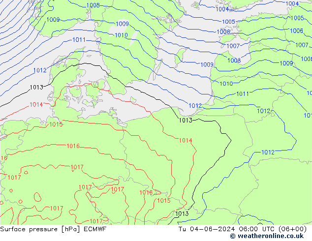 ciśnienie ECMWF wto. 04.06.2024 06 UTC