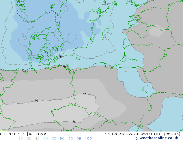 RV 700 hPa ECMWF za 08.06.2024 06 UTC