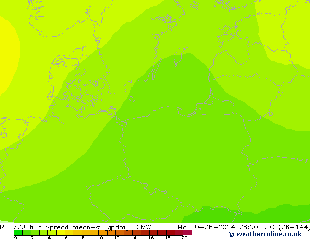 RH 700 гПа Spread ECMWF пн 10.06.2024 06 UTC