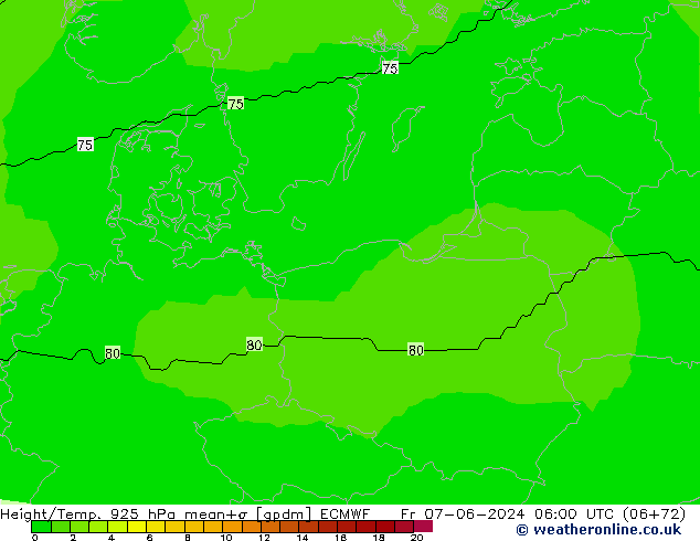 Height/Temp. 925 гПа ECMWF пт 07.06.2024 06 UTC