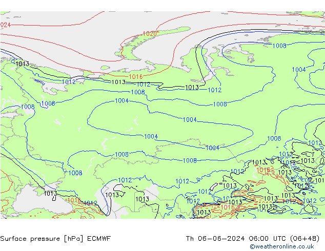 приземное давление ECMWF чт 06.06.2024 06 UTC