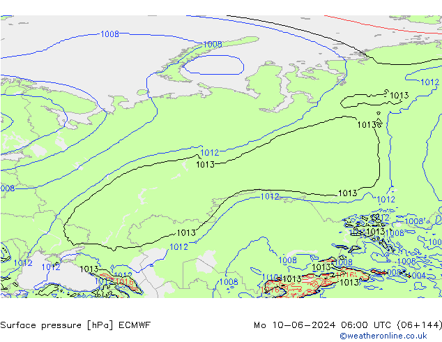 приземное давление ECMWF пн 10.06.2024 06 UTC