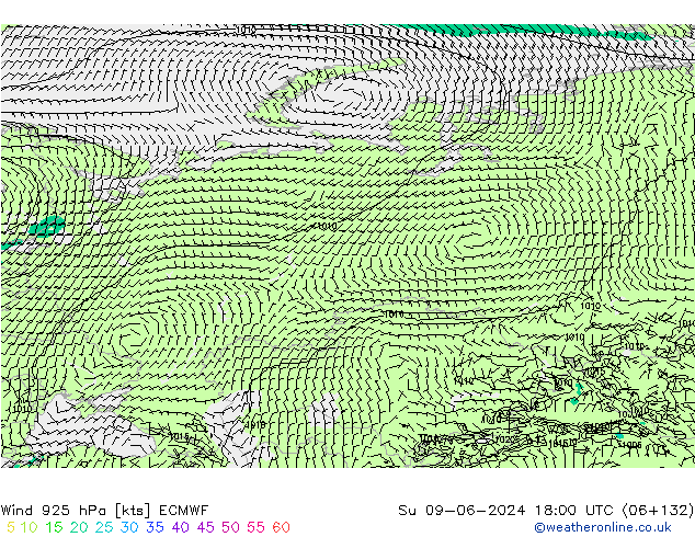 Wind 925 hPa ECMWF Su 09.06.2024 18 UTC