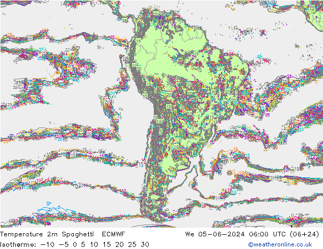 Sıcaklık Haritası 2m Spaghetti ECMWF Çar 05.06.2024 06 UTC