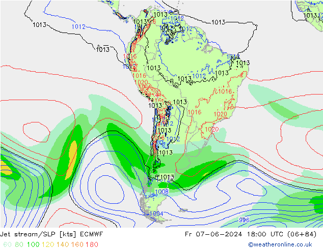 Jet stream/SLP ECMWF Pá 07.06.2024 18 UTC