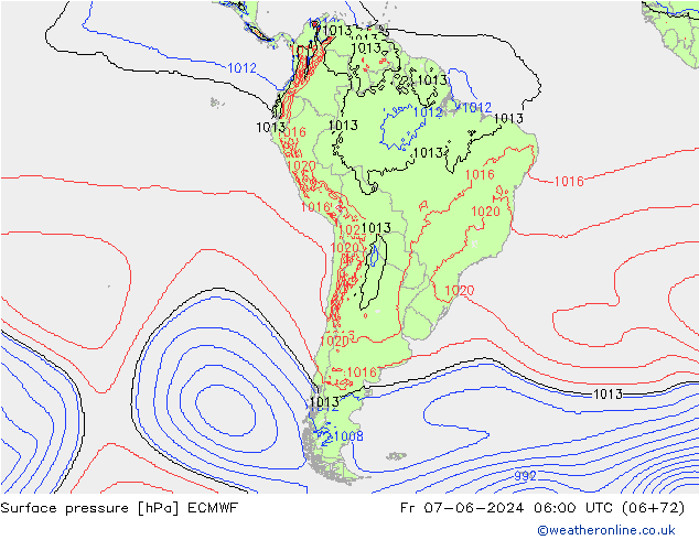 Pressione al suolo ECMWF ven 07.06.2024 06 UTC