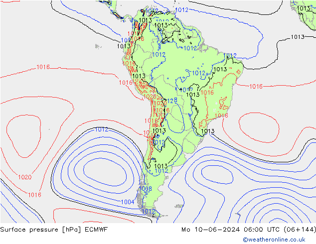 ciśnienie ECMWF pon. 10.06.2024 06 UTC