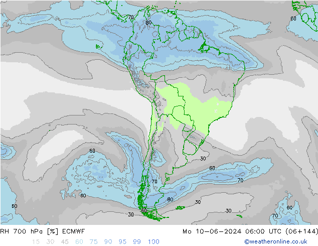 RH 700 hPa ECMWF Mo 10.06.2024 06 UTC