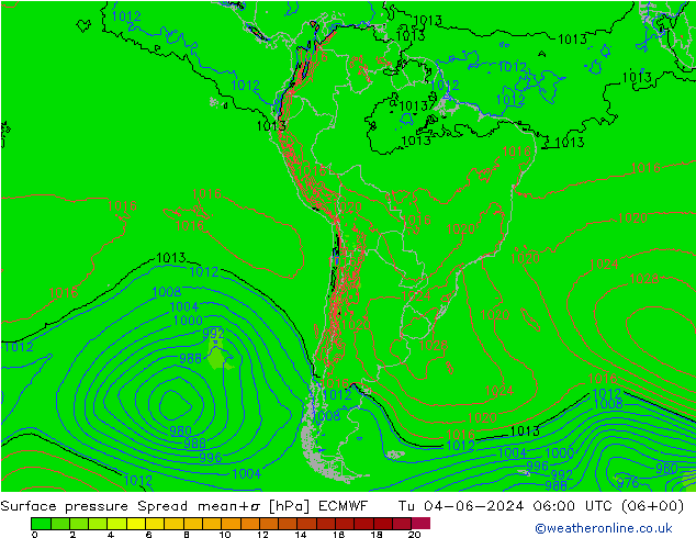 Yer basıncı Spread ECMWF Sa 04.06.2024 06 UTC