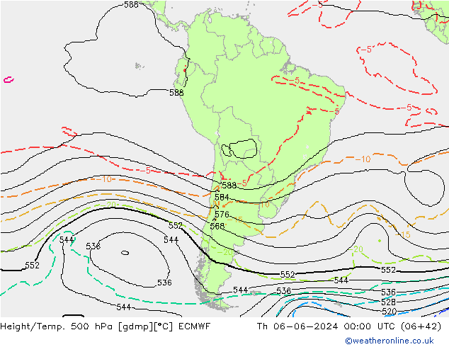 Geop./Temp. 500 hPa ECMWF jue 06.06.2024 00 UTC