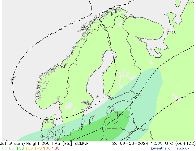 Jet stream/Height 300 hPa ECMWF Su 09.06.2024 18 UTC