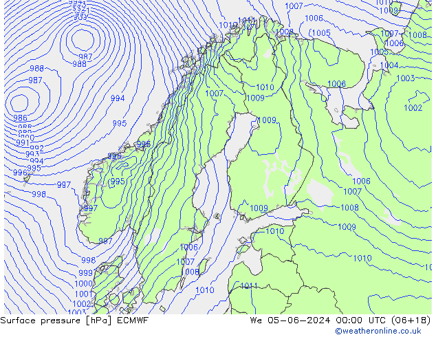 Presión superficial ECMWF mié 05.06.2024 00 UTC