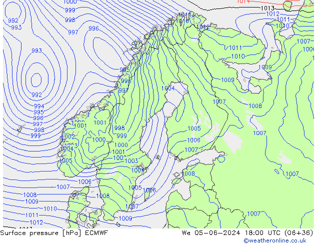 Bodendruck ECMWF Mi 05.06.2024 18 UTC