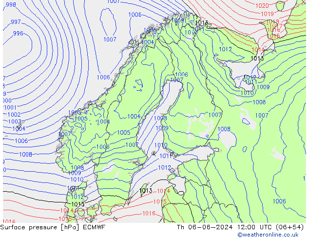 Surface pressure ECMWF Th 06.06.2024 12 UTC