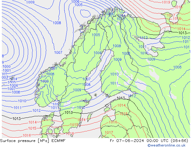 Surface pressure ECMWF Fr 07.06.2024 00 UTC