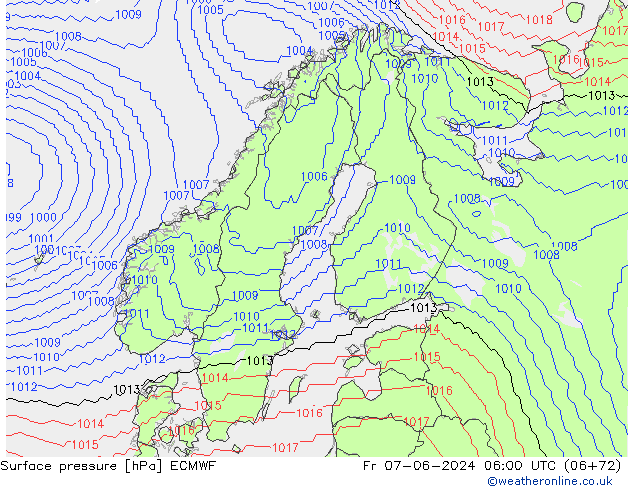 приземное давление ECMWF пт 07.06.2024 06 UTC