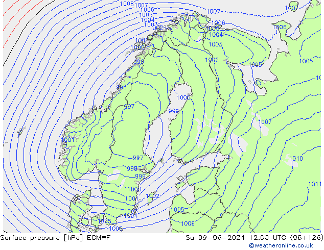 Yer basıncı ECMWF Paz 09.06.2024 12 UTC