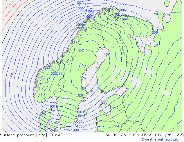 приземное давление ECMWF Вс 09.06.2024 18 UTC