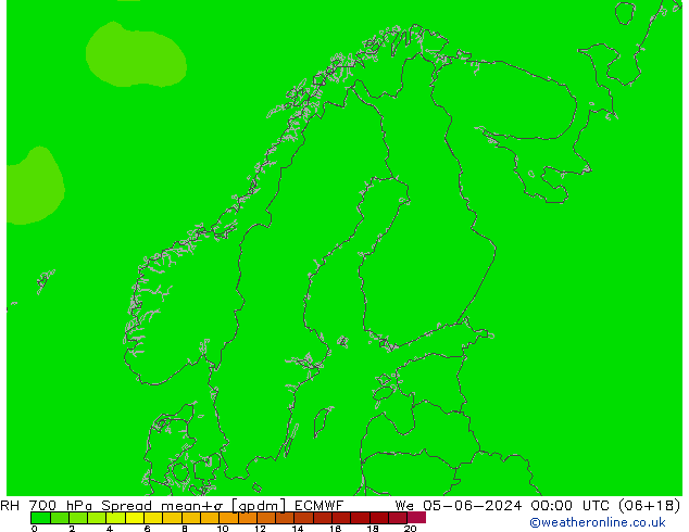 RH 700 hPa Spread ECMWF  05.06.2024 00 UTC