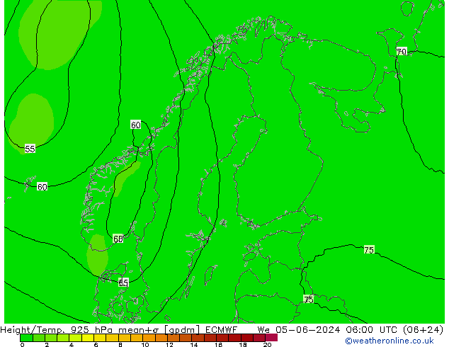 Height/Temp. 925 hPa ECMWF Mi 05.06.2024 06 UTC