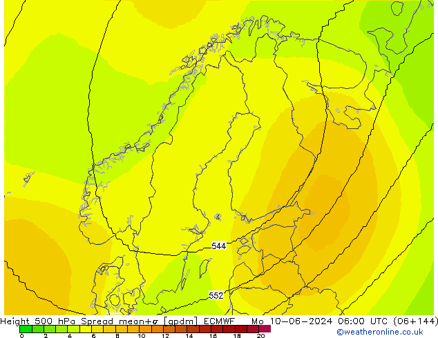 Height 500 hPa Spread ECMWF Po 10.06.2024 06 UTC