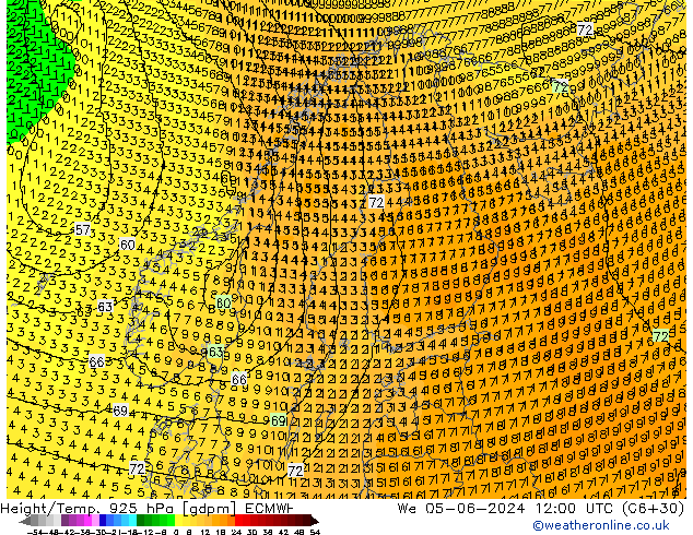 Height/Temp. 925 hPa ECMWF  05.06.2024 12 UTC