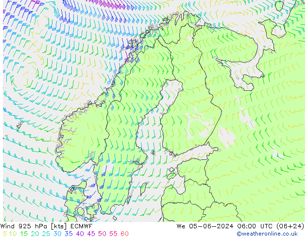 Wind 925 hPa ECMWF wo 05.06.2024 06 UTC