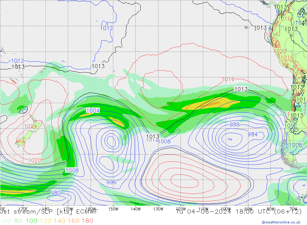 Prąd strumieniowy ECMWF wto. 04.06.2024 18 UTC