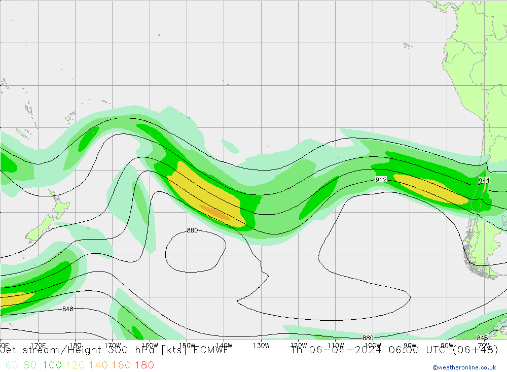 Jet stream/Height 300 hPa ECMWF Th 06.06.2024 06 UTC