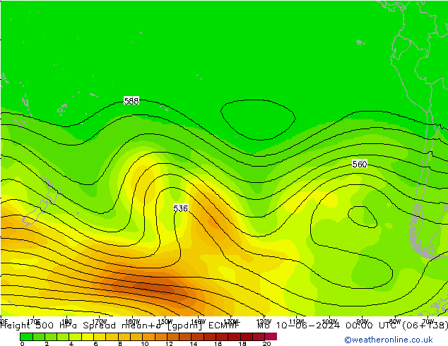 Height 500 hPa Spread ECMWF  10.06.2024 00 UTC