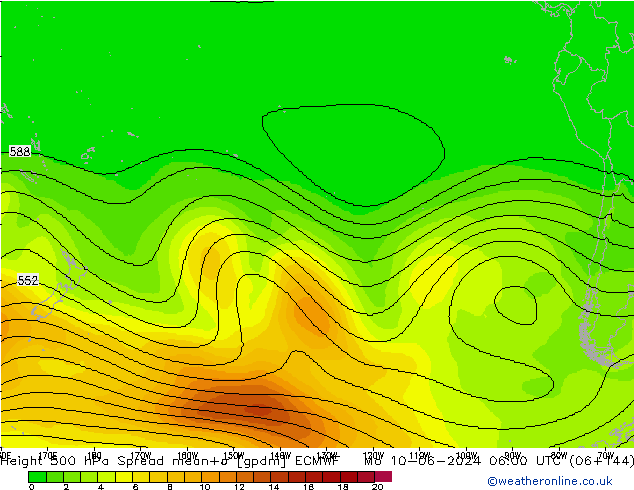 Height 500 hPa Spread ECMWF  10.06.2024 06 UTC