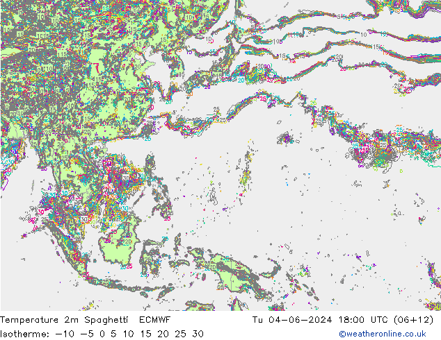 Sıcaklık Haritası 2m Spaghetti ECMWF Sa 04.06.2024 18 UTC