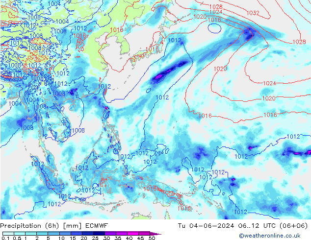 opad (6h) ECMWF wto. 04.06.2024 12 UTC