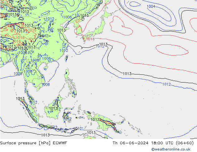 Luchtdruk (Grond) ECMWF do 06.06.2024 18 UTC