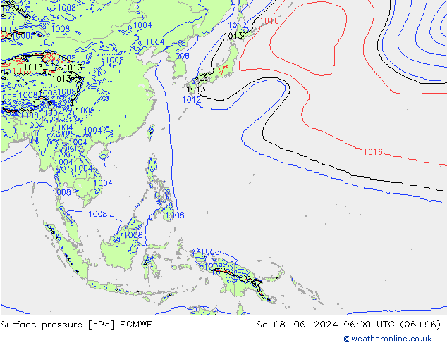 ciśnienie ECMWF so. 08.06.2024 06 UTC