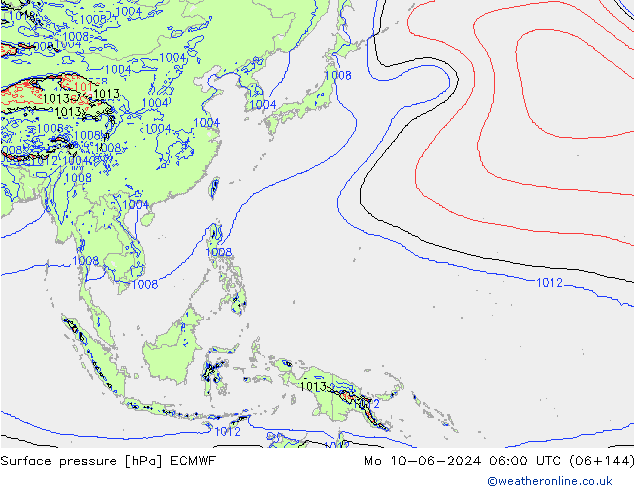 Surface pressure ECMWF Mo 10.06.2024 06 UTC