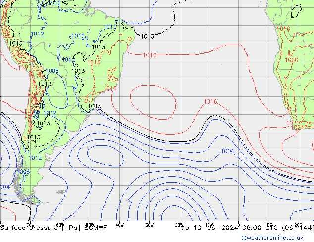 Surface pressure ECMWF Mo 10.06.2024 06 UTC