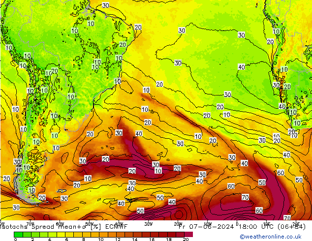 Isotachs Spread ECMWF Fr 07.06.2024 18 UTC