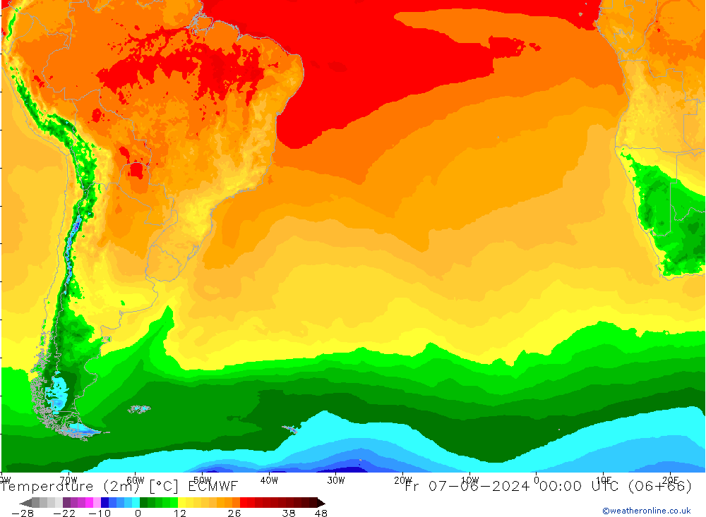 température (2m) ECMWF ven 07.06.2024 00 UTC