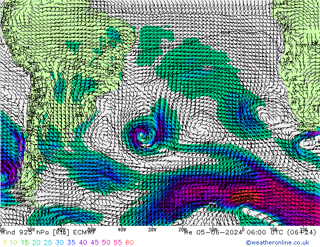 Wind 925 hPa ECMWF Mi 05.06.2024 06 UTC