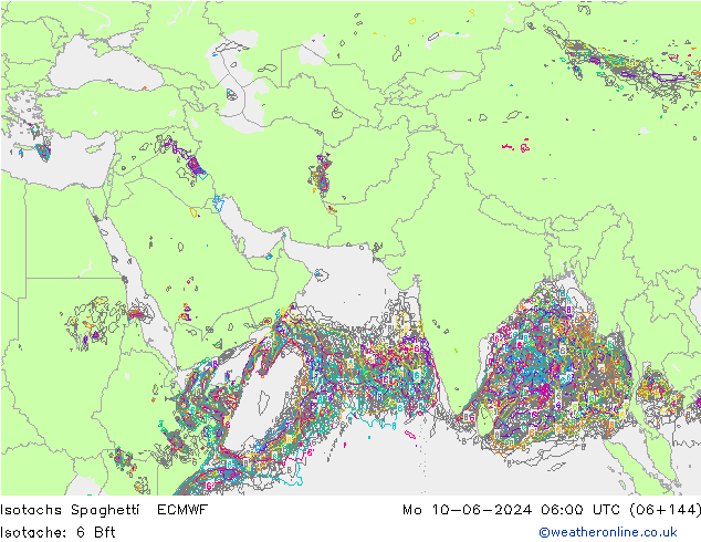 Isotachs Spaghetti ECMWF lun 10.06.2024 06 UTC