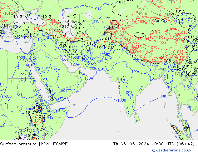 Surface pressure ECMWF Th 06.06.2024 00 UTC