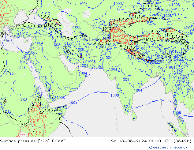 Pressione al suolo ECMWF sab 08.06.2024 06 UTC